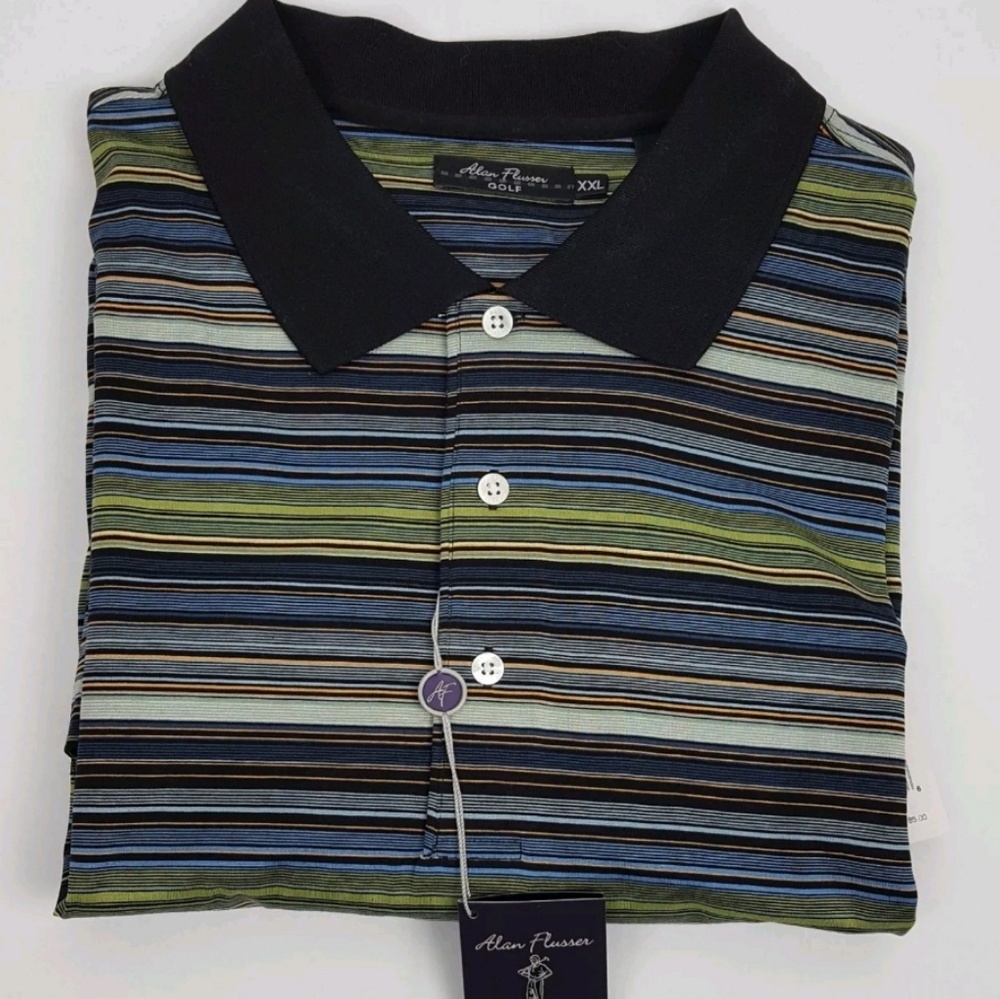 Alan Flusser Golf Shirt Short Sleeve Size 2XL